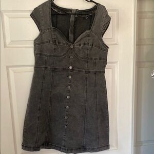 Cute denim dress sweatheart neckline